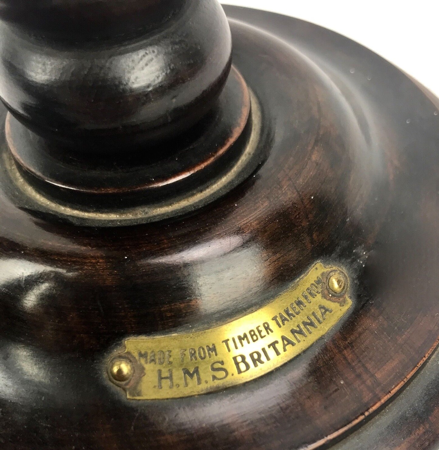 Antique Wood Barley Twist Candle Stick Pair Made From Timber From HMS Britannia