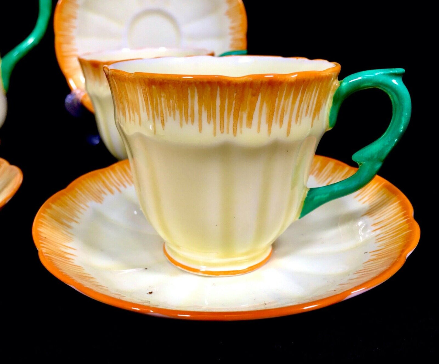 Antique Crown Staffordshire China Coffee Service Set for 6 People / Art Deco
