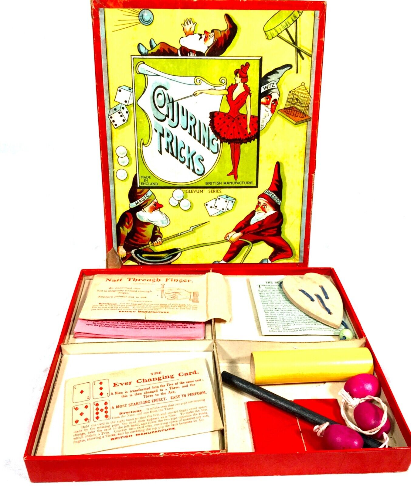 Antique Robert Brothers Glevum Series Magic Trick Toy Game Set , England c.1920