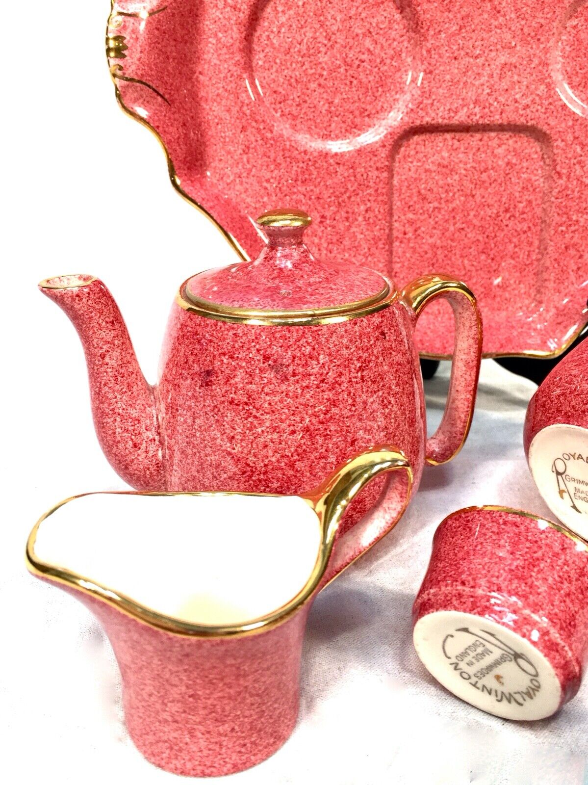 Antique Royal Winton Grimwades Pink Tea Set for One / Bachelor / Art Deco 1930s