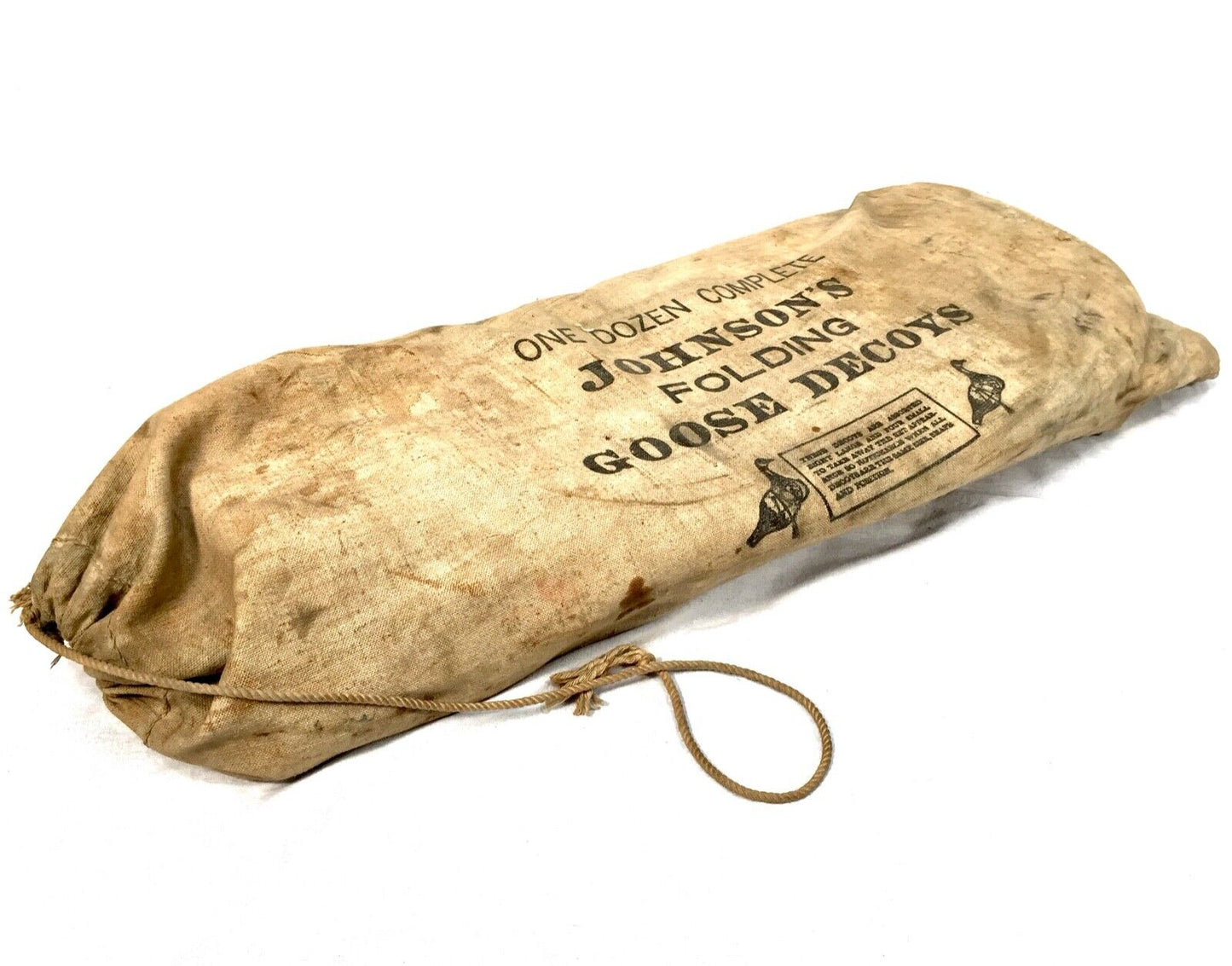 Antique Original Set of Folding Johnsons Goose Decoys, circa 1940 in Canvas Bag