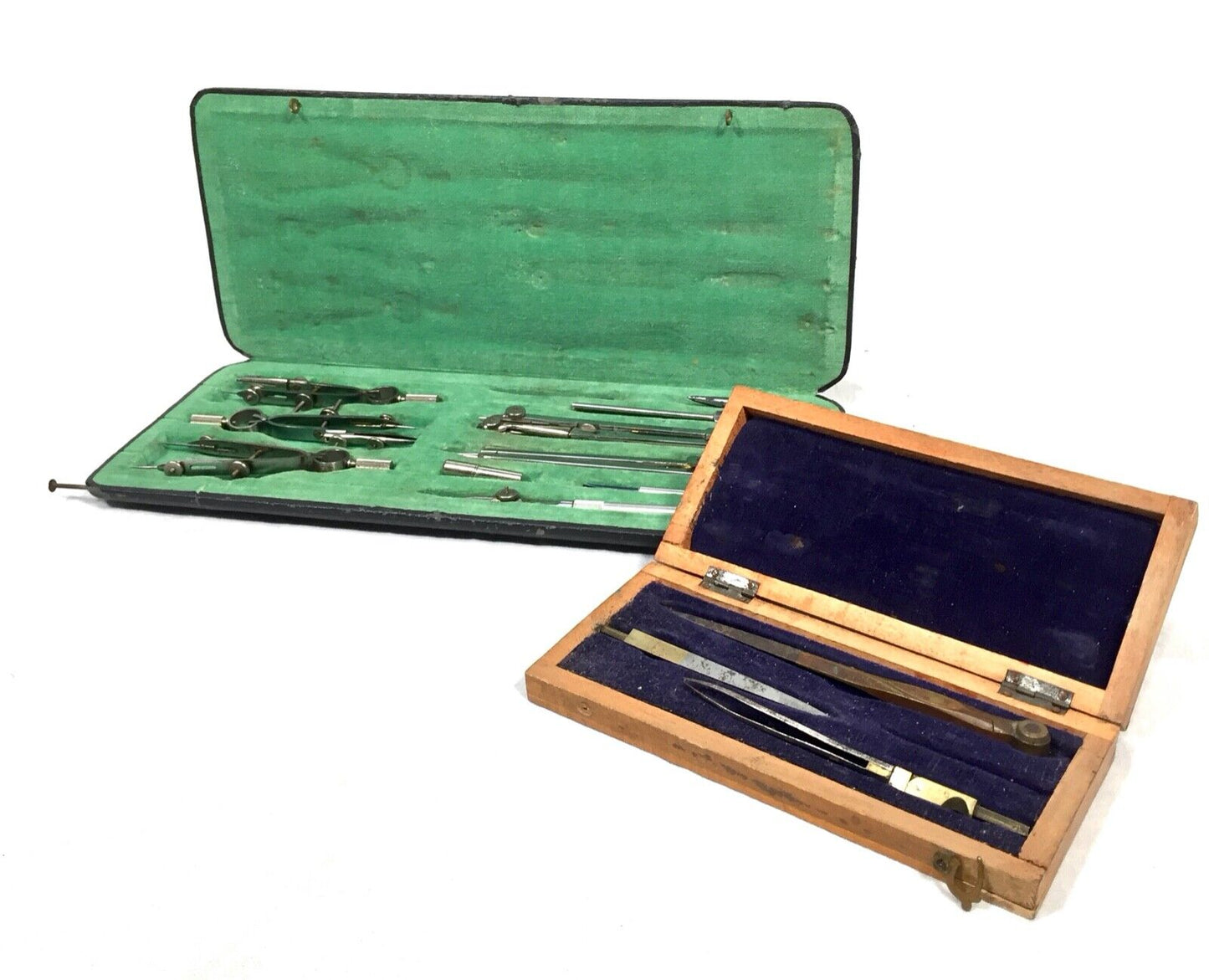 Antique Cased Draughtsman's Set / Technical Architects Drawing Instrument / Pair