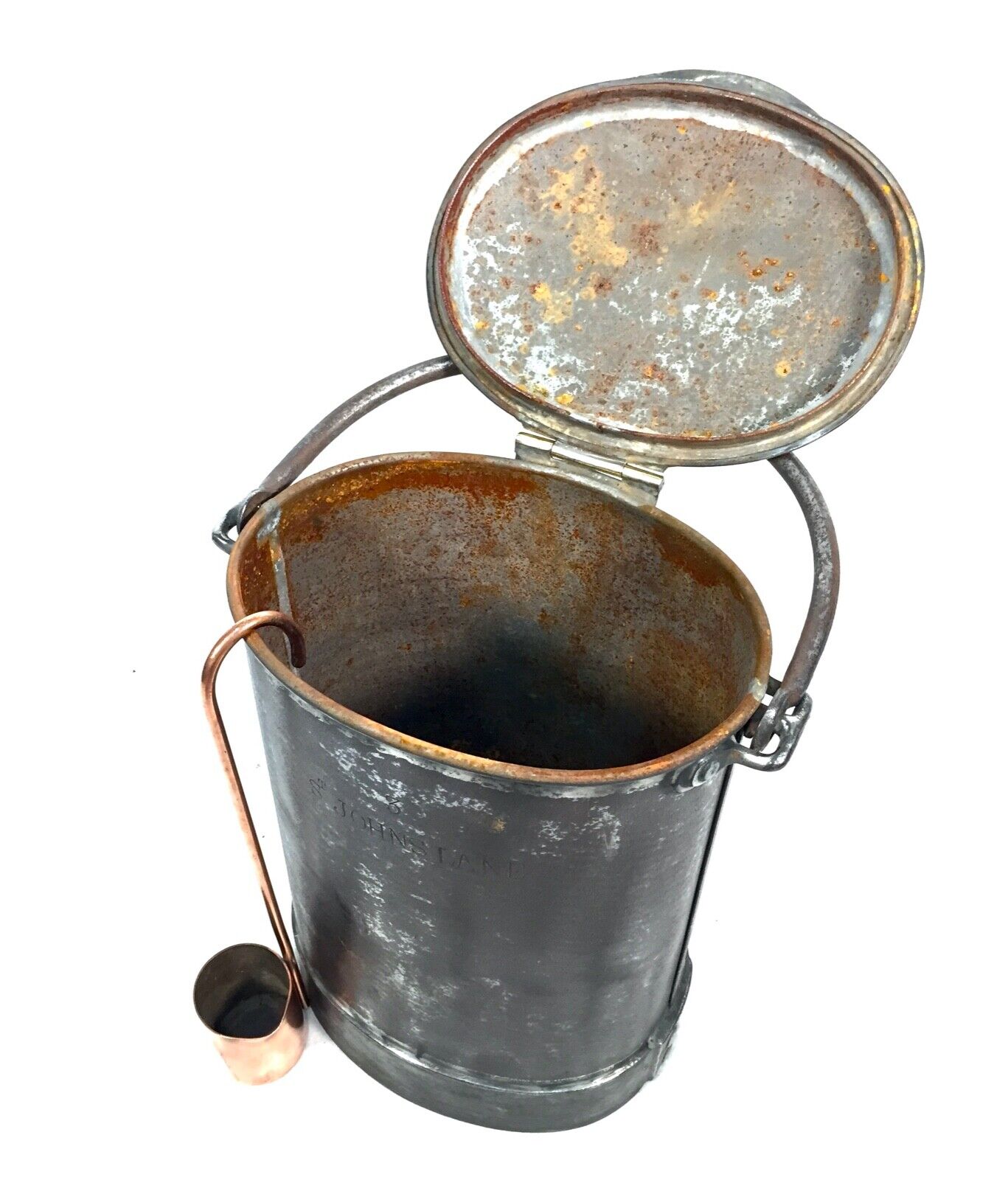 Antique Tin & Brass Cream Can with Copper Ladle / Dairy Farm / Country Kitchen