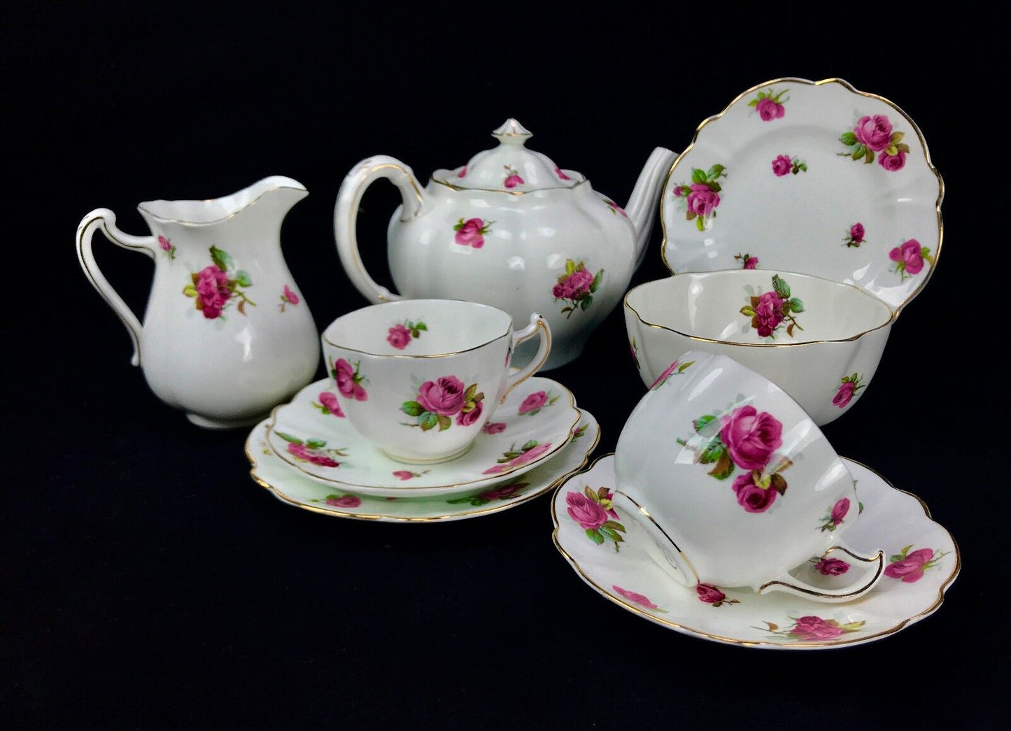 Victorian China Tea Set By Waring And Gillow London / Rose Bud / Tea Pot RARE