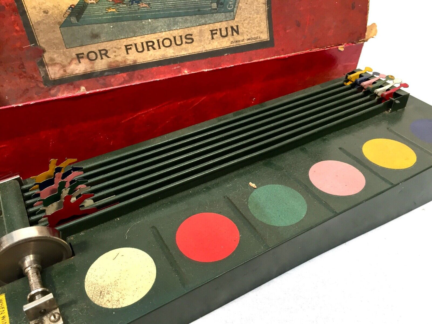Antique 1930s Gee Wiz Tinplate Horse Racing Game With Original Box / Vintage