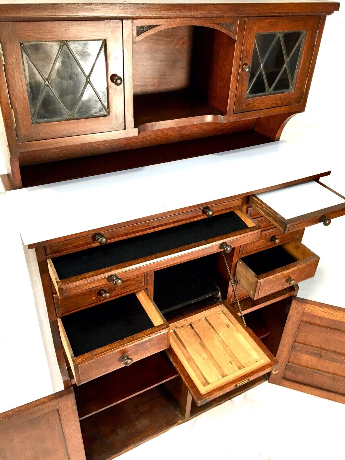 Antique Edwardian Oak Dentists Cabinet by Claudius Ash & Son London / Collectors