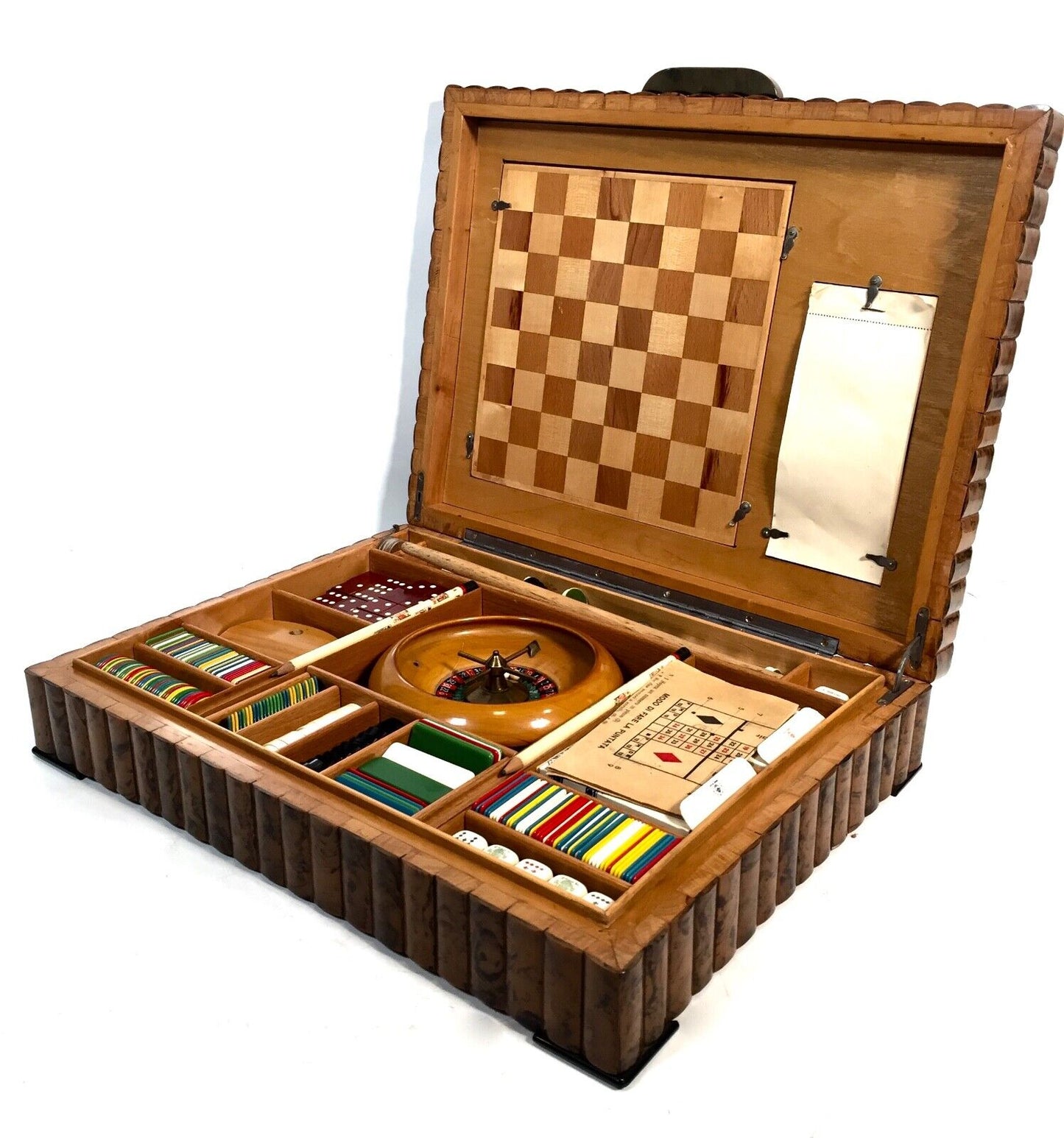 Antique Dunhill Bakelite & Silver Inlaid Glass Fronted Games Compendium Box 1920
