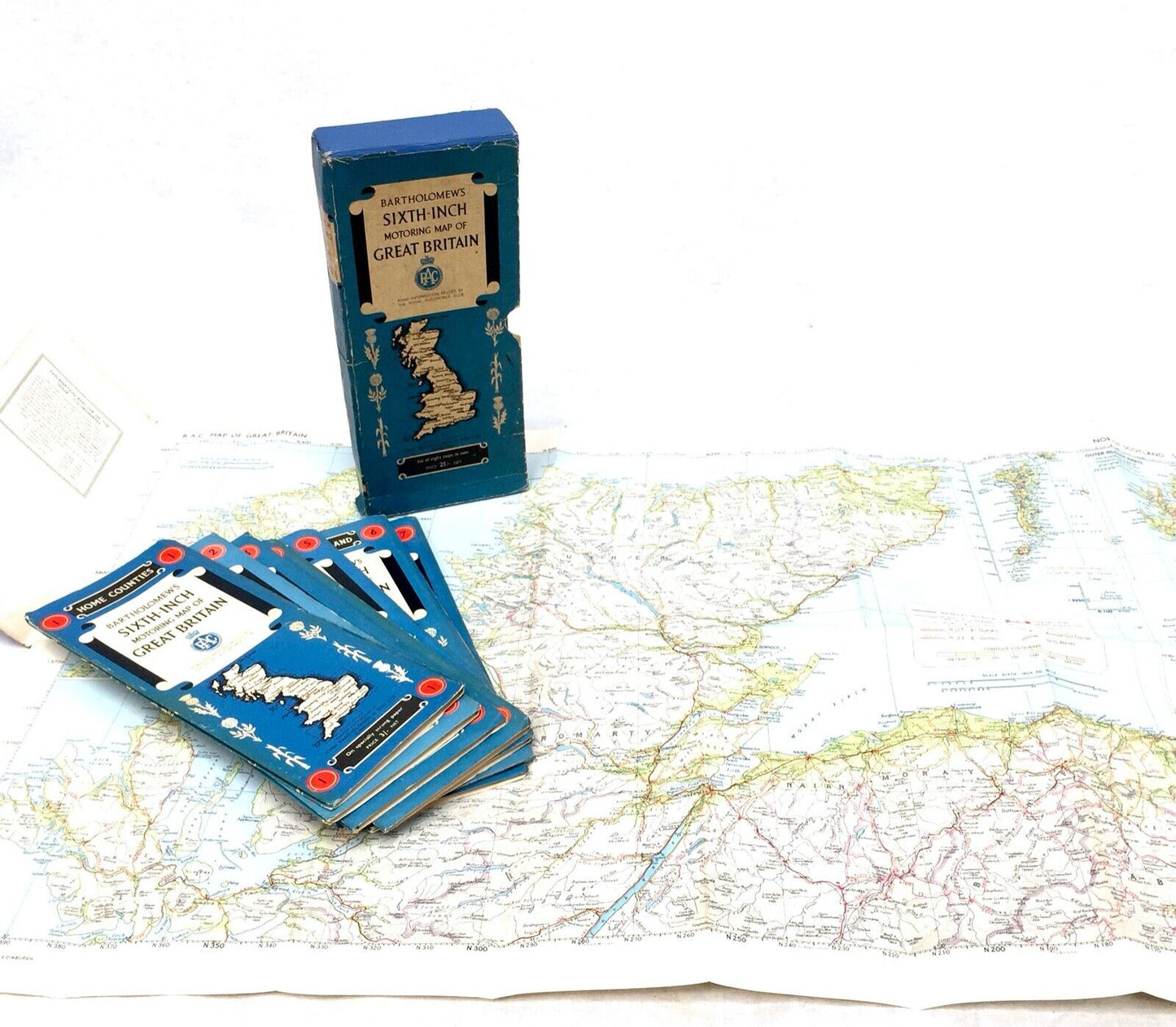 Vintage Complete Set of Bartholomew's 6 Inch Motoring Maps in Original Case