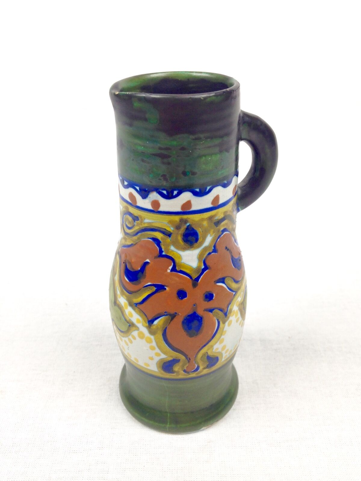 Gouda Pottery Vase / Jug Art Deco 1922 Green / Brown / Blue Collectable