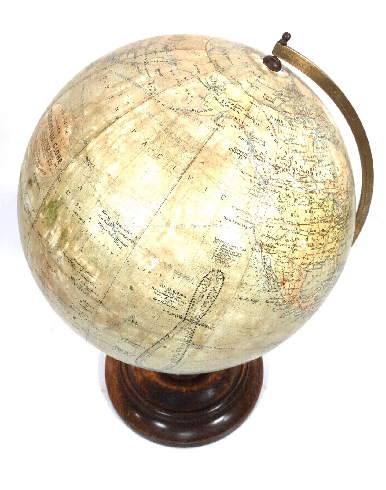 Antique Philips 12" Inch Terrestrial Globe On Oak Base / World Map