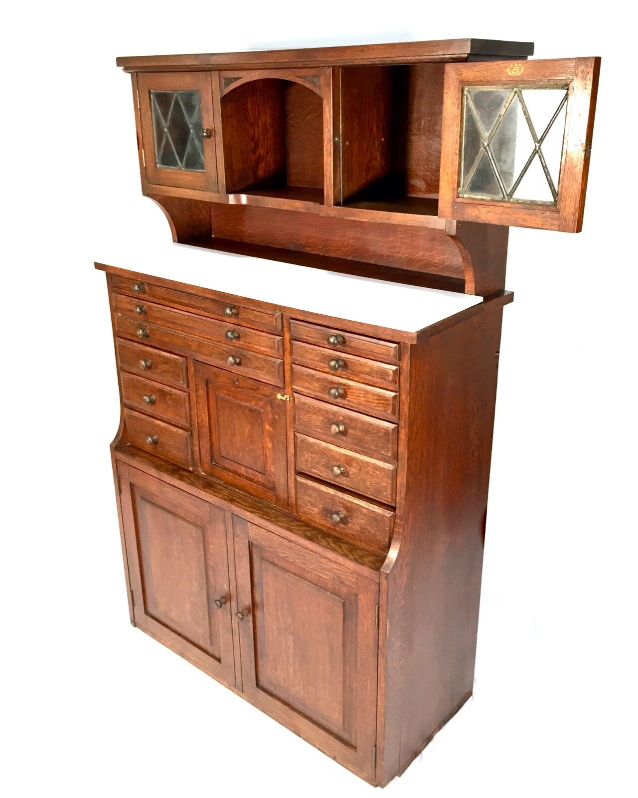 Antique Edwardian Oak Dentists Cabinet by Claudius Ash & Son London / Collectors