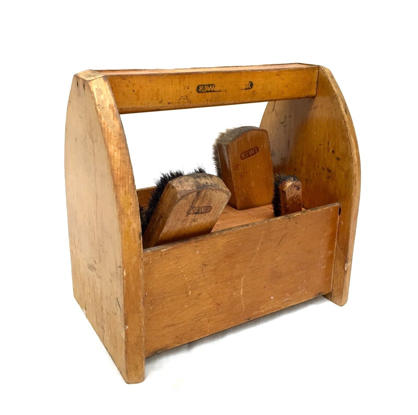 Antique Wooden Shoe Shine Box / Storage Rack / Unit by Kiwi & Brushes