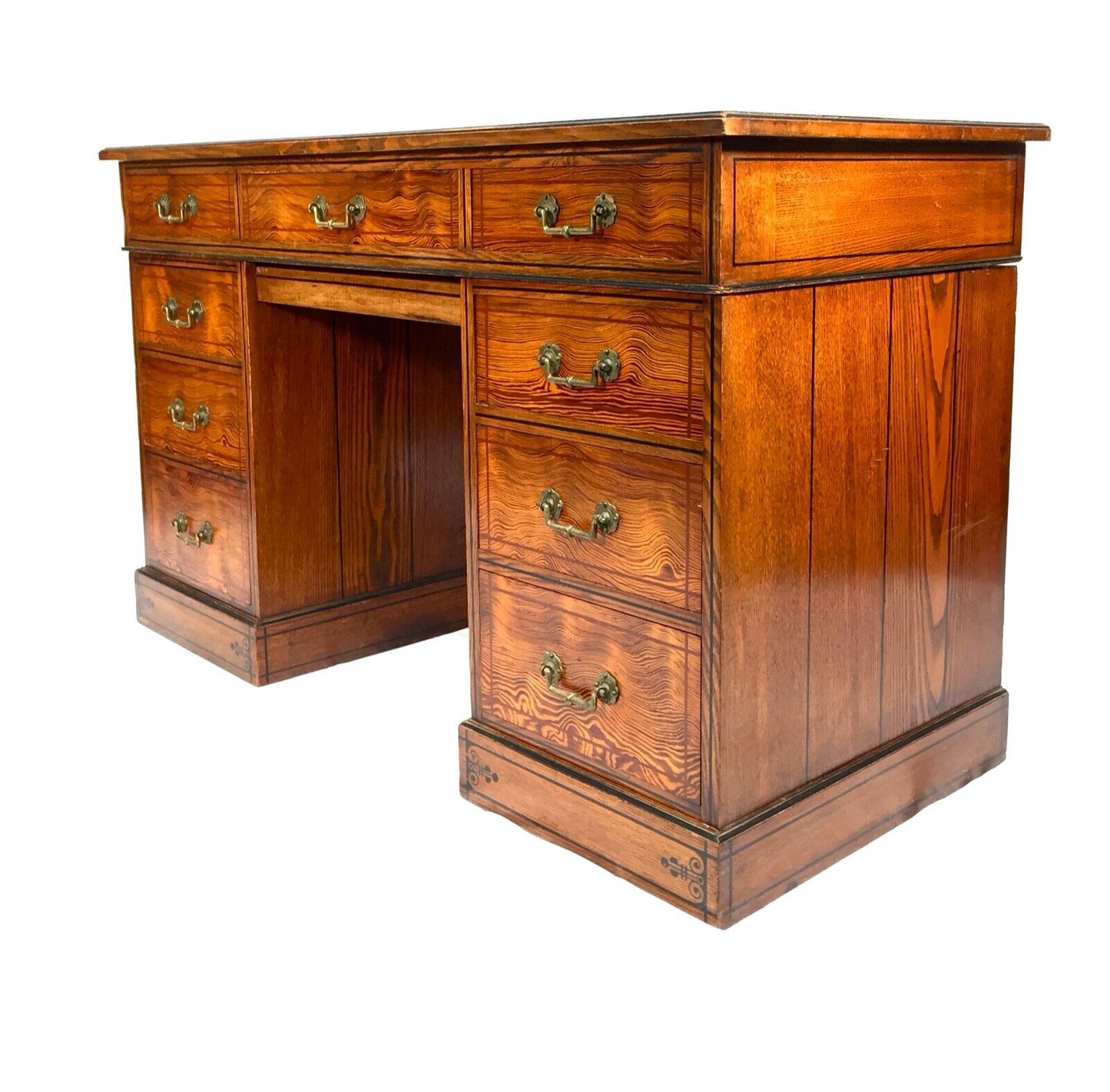 Antique Victorian Pedestal Desk by Gillows Of Lancaster Aesthetic Movement c1890