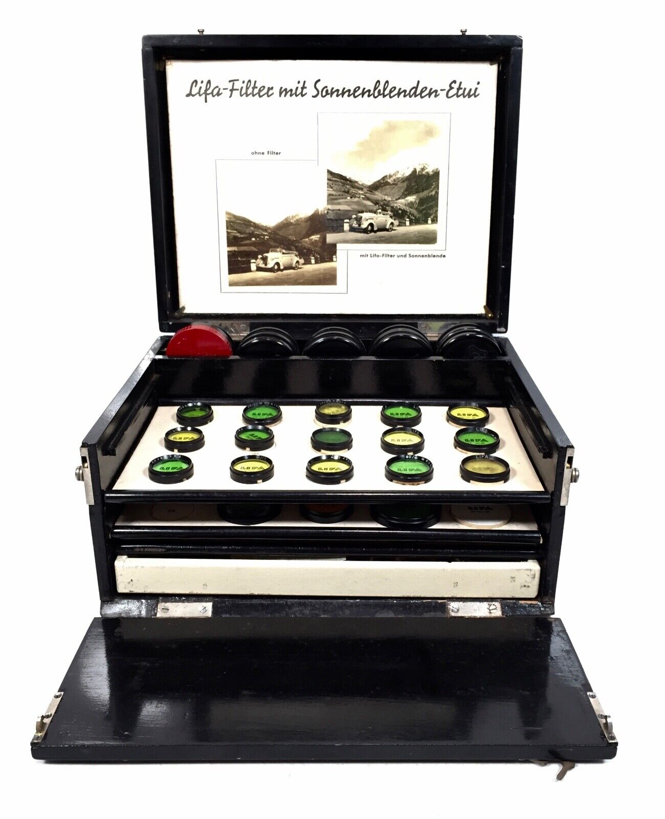 Antique Advertising - Rare Lifa Camera Filters Salesman Box / Demonstration Kit