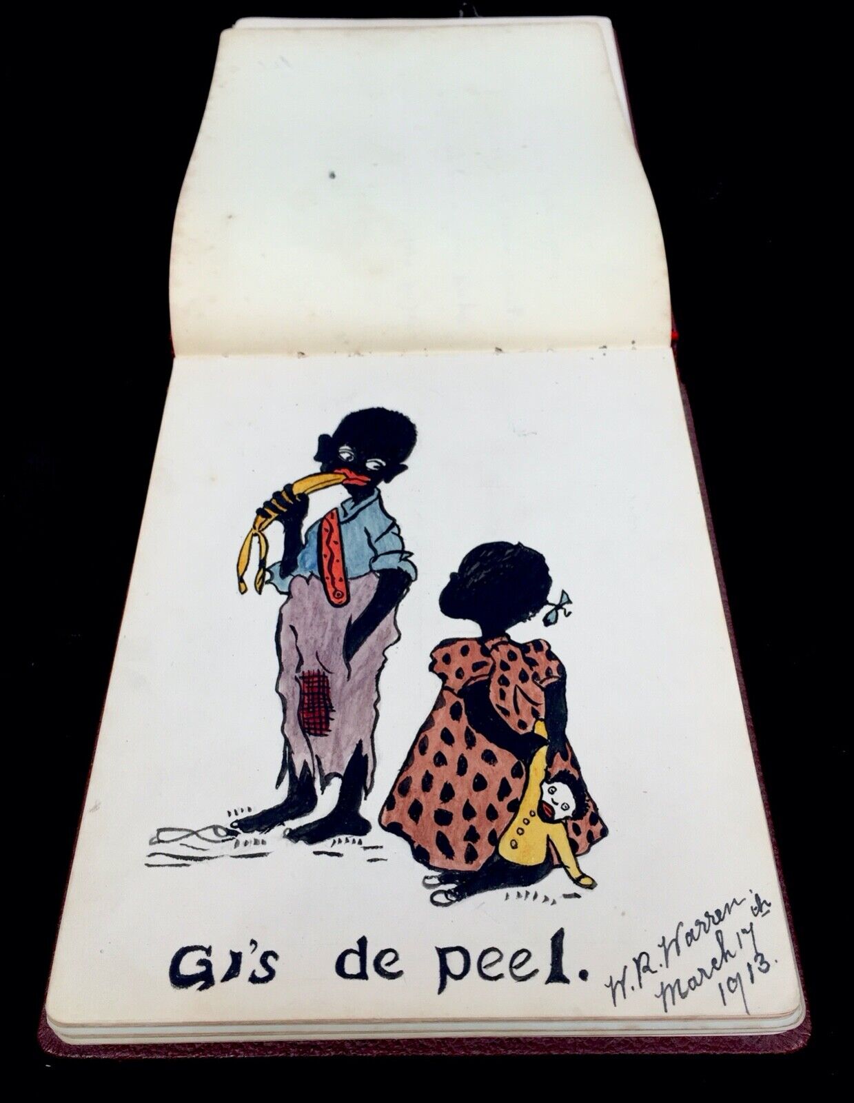 Antique Early 20th Century Leather Bound Sketchbook / Album / Artists Drawings