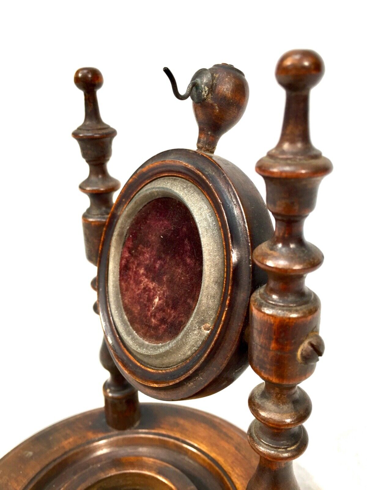 Victorian Wooden Mahogany Pocket Fob Watch Stand c.1850 / Antique / Carved