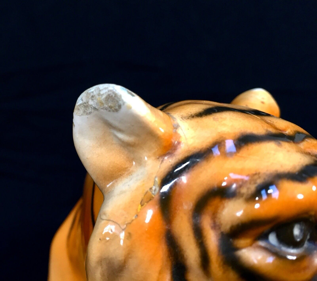 Antique German Sitzendorf Porcelain Tiger Figurine Statue / Art Deco / c1920
