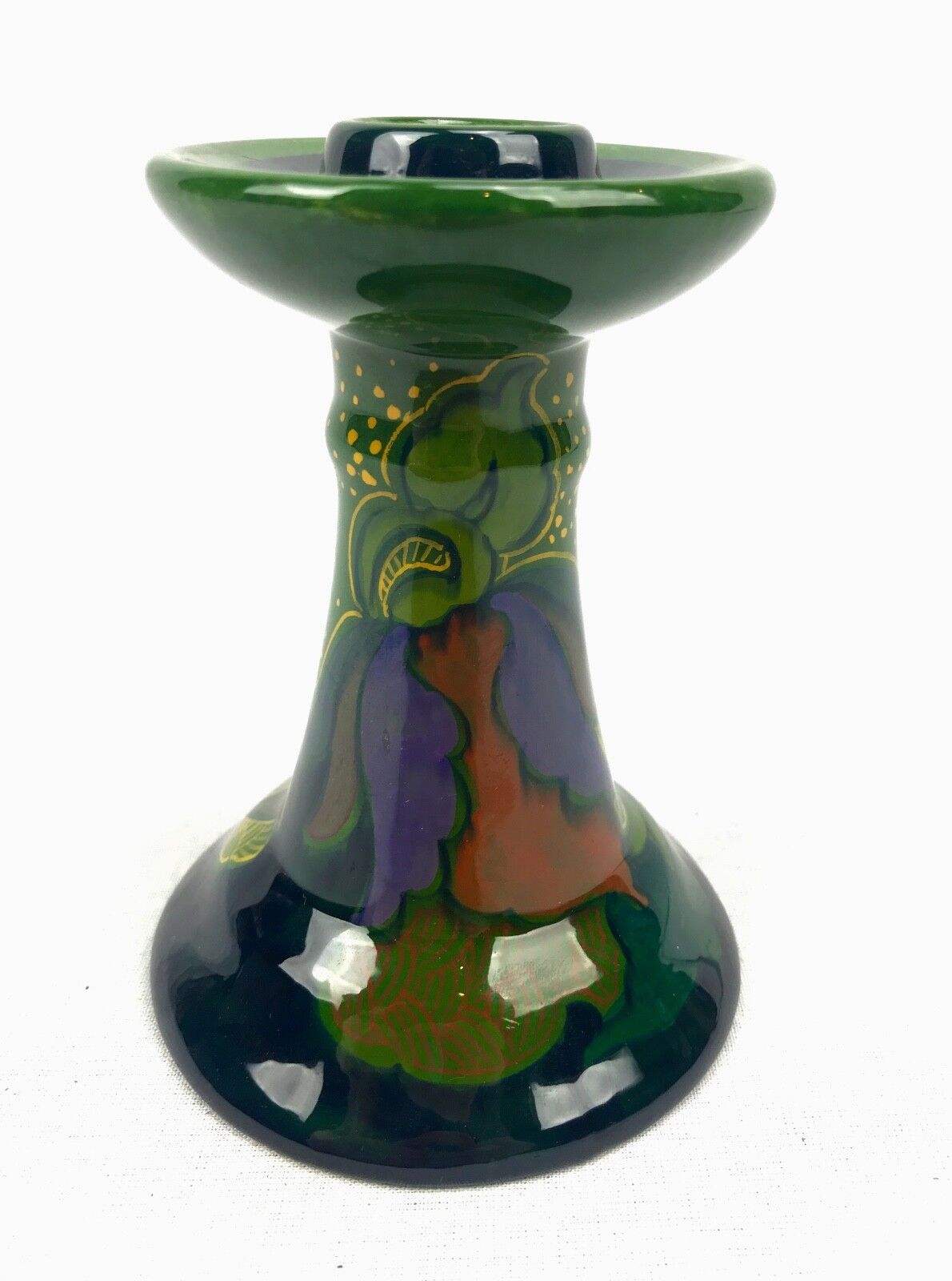 Gouda Pottery Candle Stick Holder / Vase / Art Deco / High Glaze / Green Blue