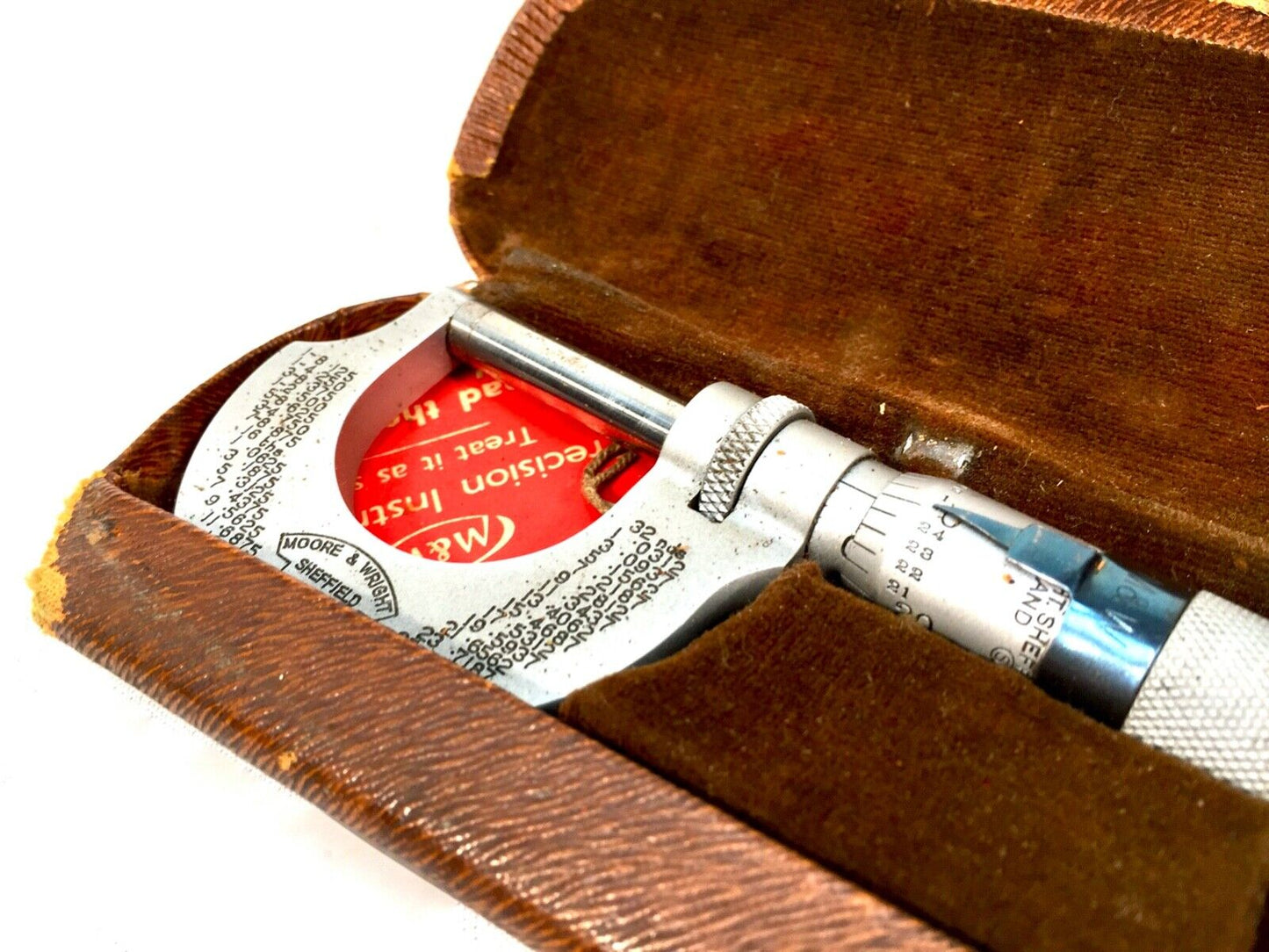 Antique Moore & Wright Micrometer Caliper Precision Instrument in Original Case