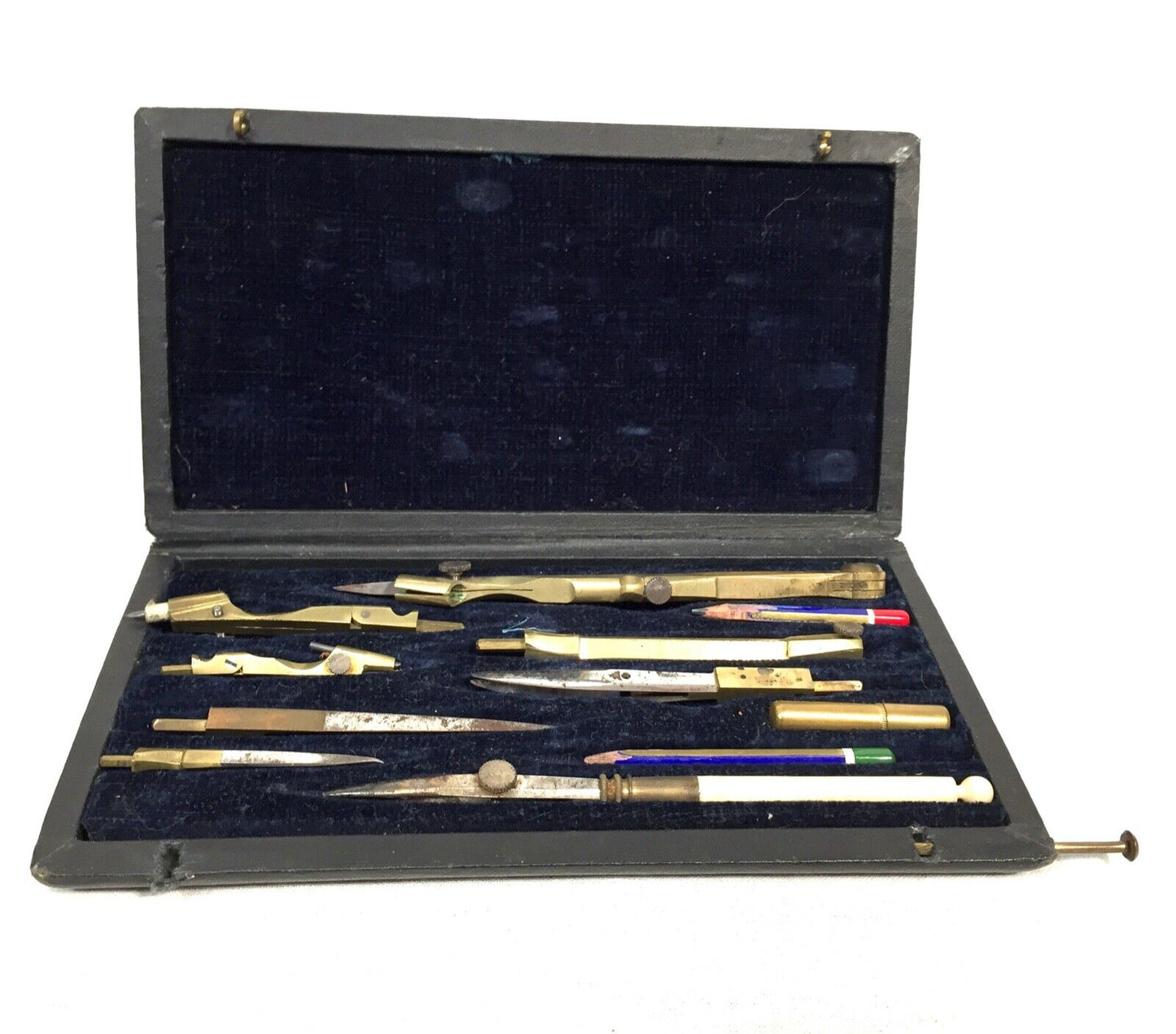Antique Cased Draughtsman's Set / Technical Architects Drawing Instrument Box