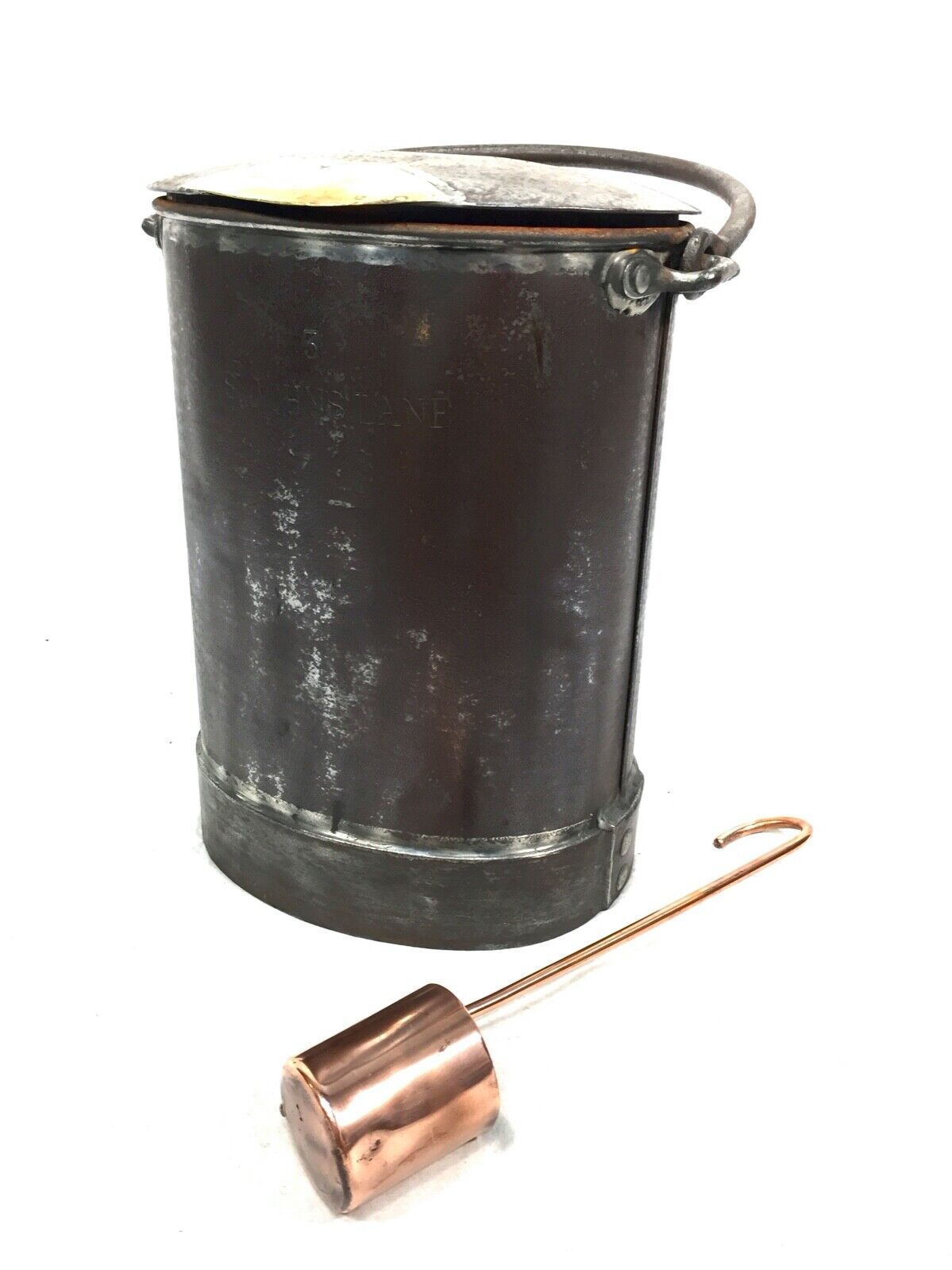 Antique Tin & Brass Cream Can with Copper Ladle / Dairy Farm / Country Kitchen