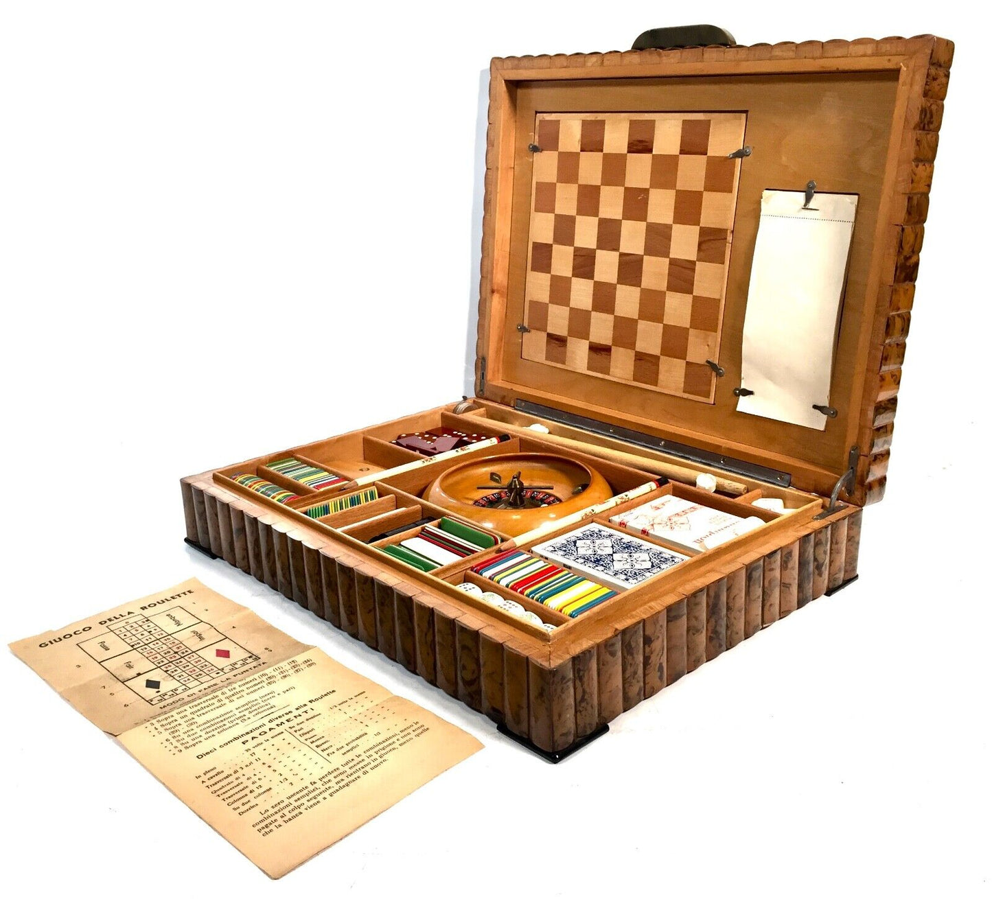 Antique Dunhill Bakelite & Silver Inlaid Glass Fronted Games Compendium Box 1920