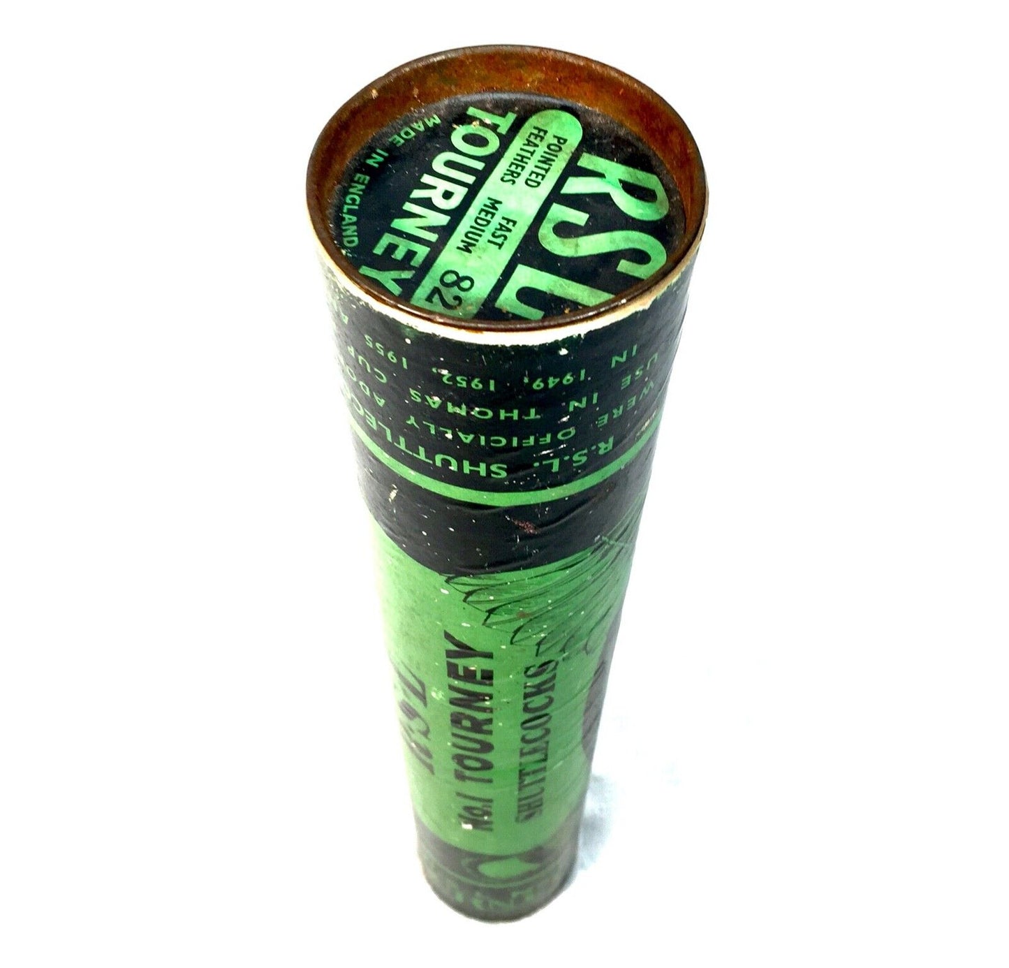 Antique Tube Of Late 1950s RSL Tourney Badminton Shuttlecocks Feather Vintage