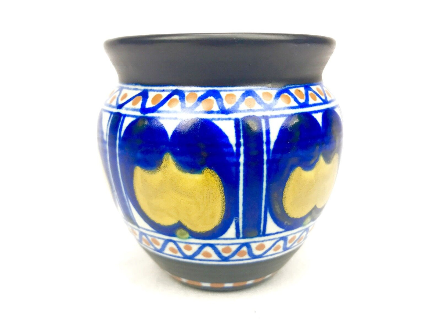 Gouda Pottery / Vase / Bowl / Art Deco / Blue / Yellow / Brown / Antique