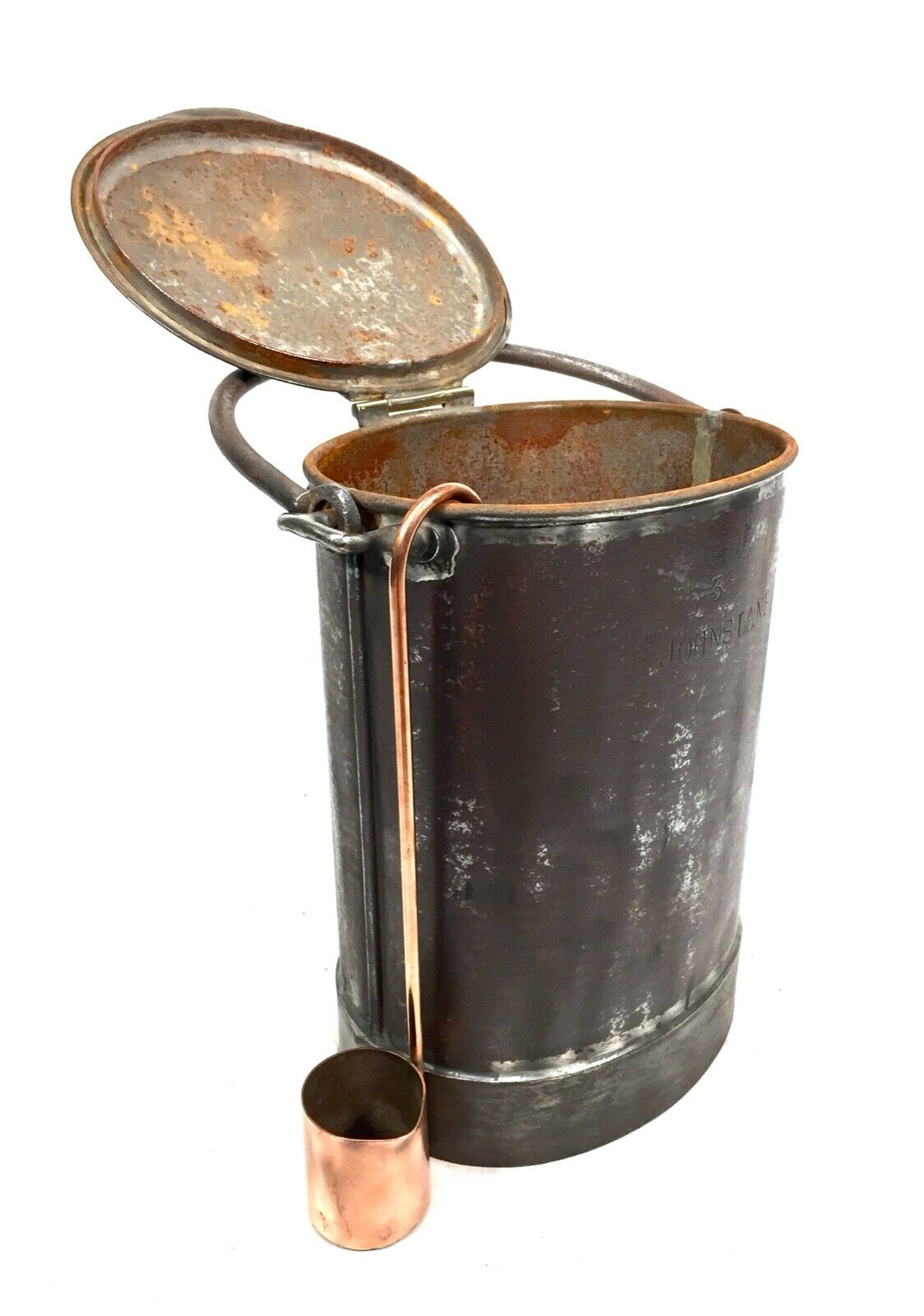Antique Tin & Brass Cream Can with Copper Ladle / Dairy Farm / Country Kitchen