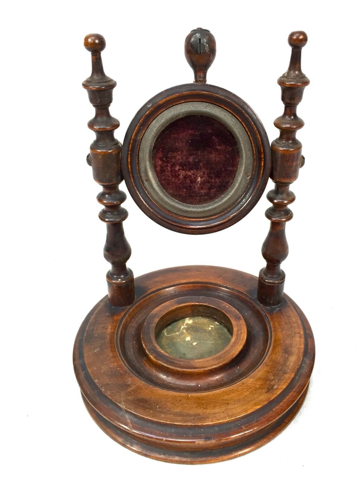 Victorian Wooden Mahogany Pocket Fob Watch Stand c.1850 / Antique / Carved