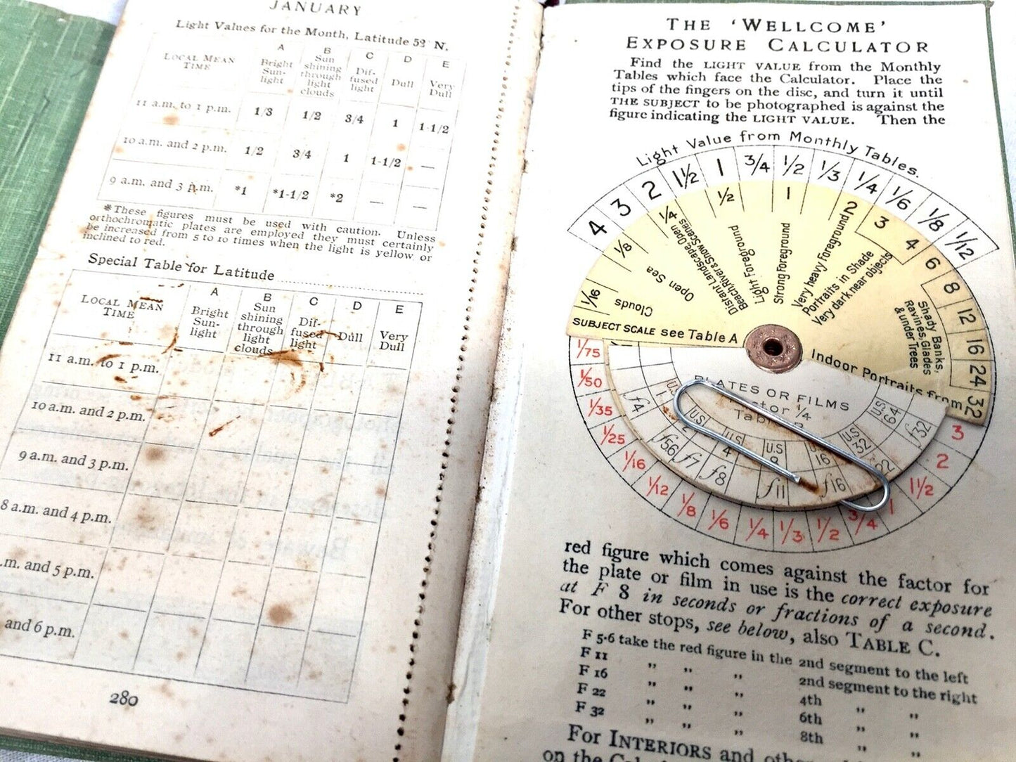 Antique Wellcome Photographic Exposure Record & Diary 1911 / Calculator Book