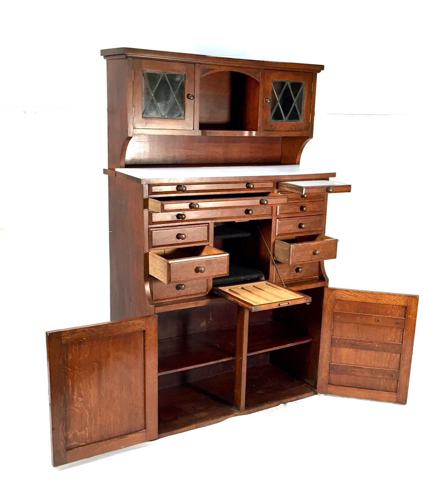 Antique Edwardian Oak Dentists Cabinet by Claudius Ash & Son London / Collectors