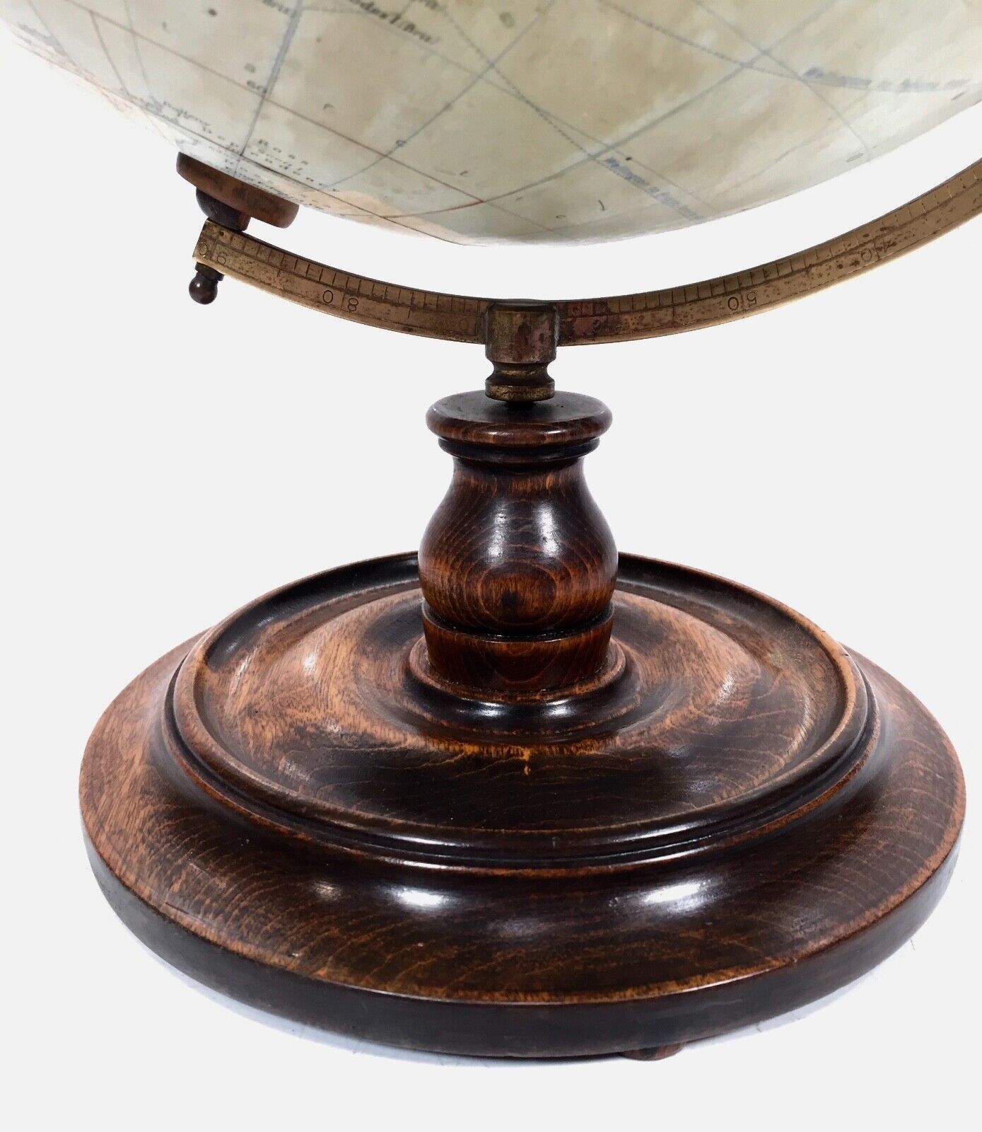 Antique Philips 12" Inch Terrestrial Globe On Oak Base / World Map