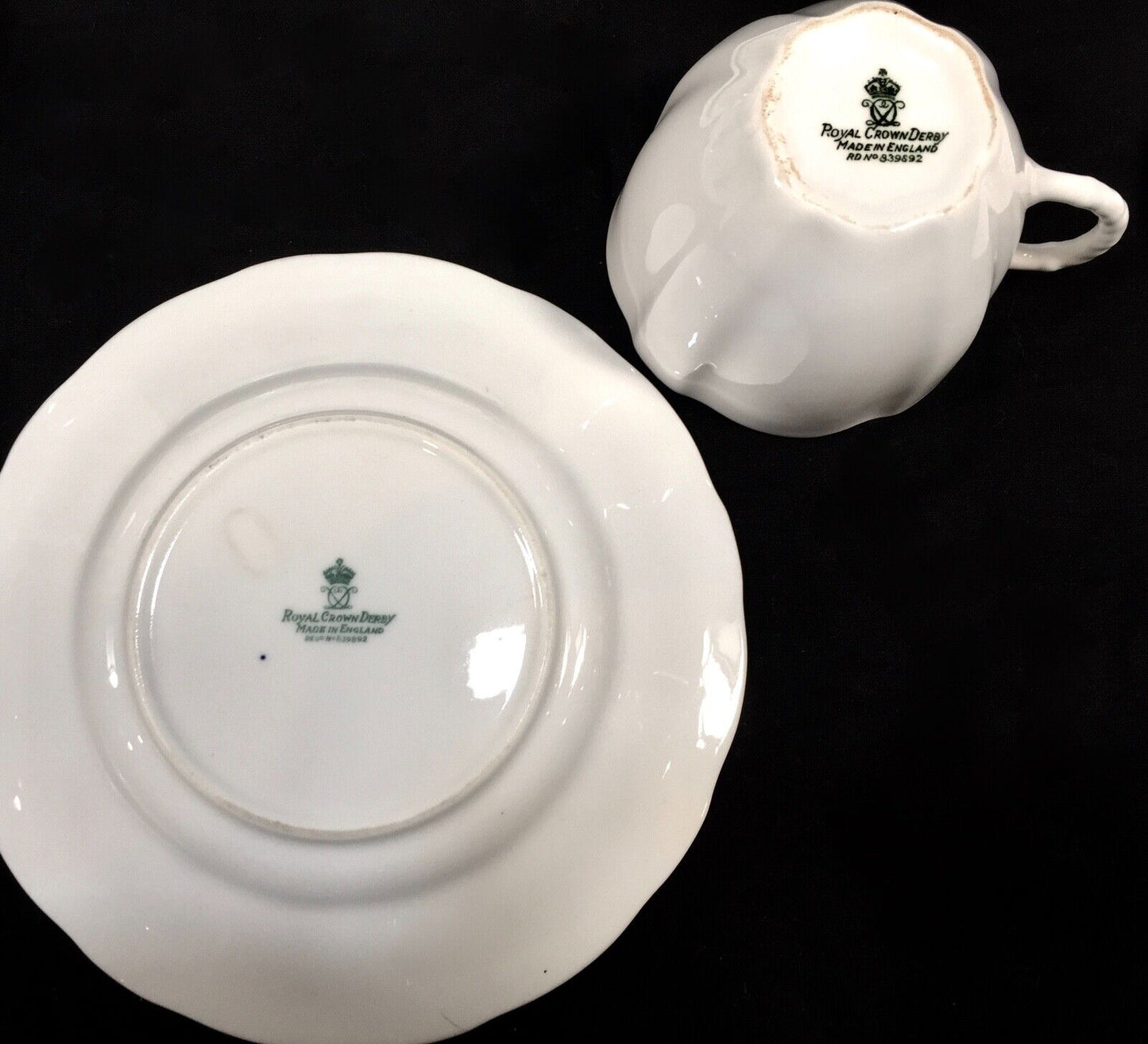 Antique Royal Crown Derby - Surrey White Utility Ware Tea Set for 6 People c1945