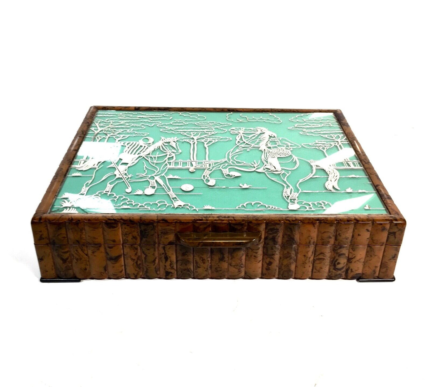 Antique Dunhill Bakelite & Silver Inlaid Glass Fronted Games Compendium Box 1920