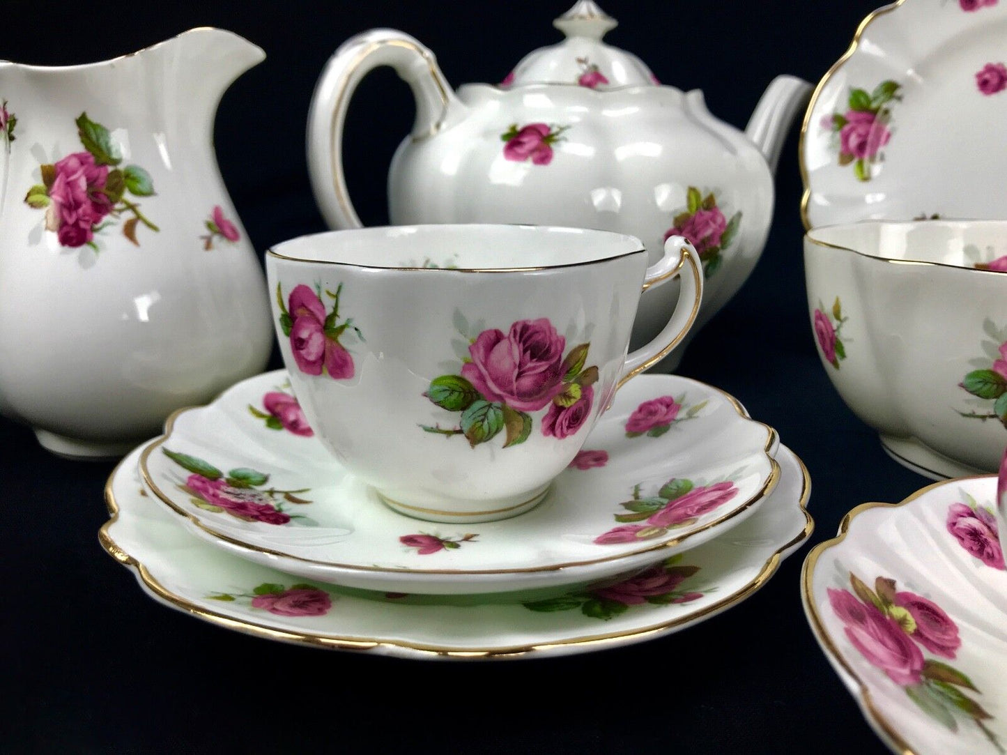 Victorian China Tea Set By Waring And Gillow London / Rose Bud / Tea Pot RARE