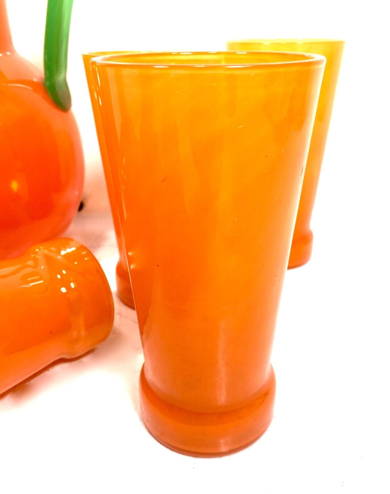 Art Deco Charles Schneider Orange Tango Glass Lemonade Jug & Tumbler Set Antique