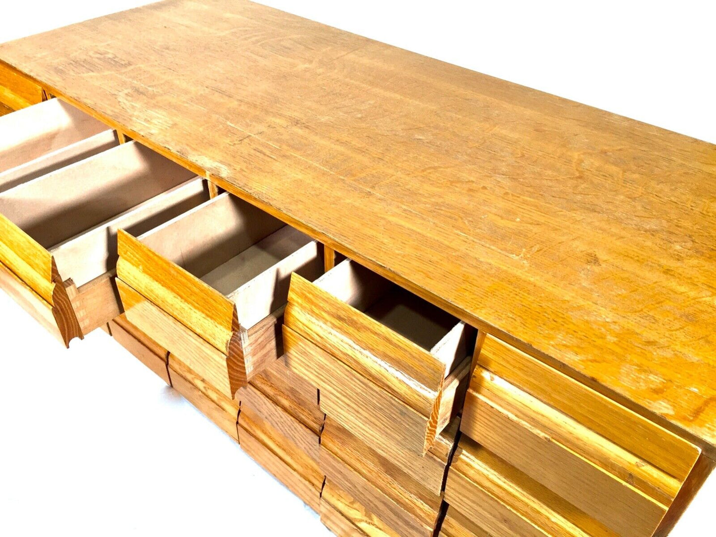 Vintage Large Sized Tabletop Index Card Filing Cabinet / Wooden Oak / Antique