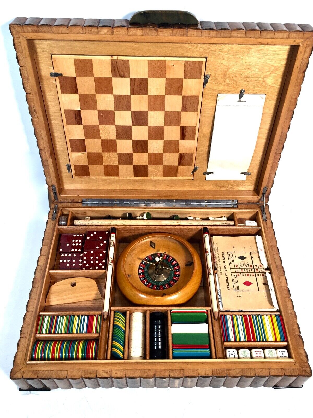 Antique Dunhill Bakelite & Silver Inlaid Glass Fronted Games Compendium Box 1920