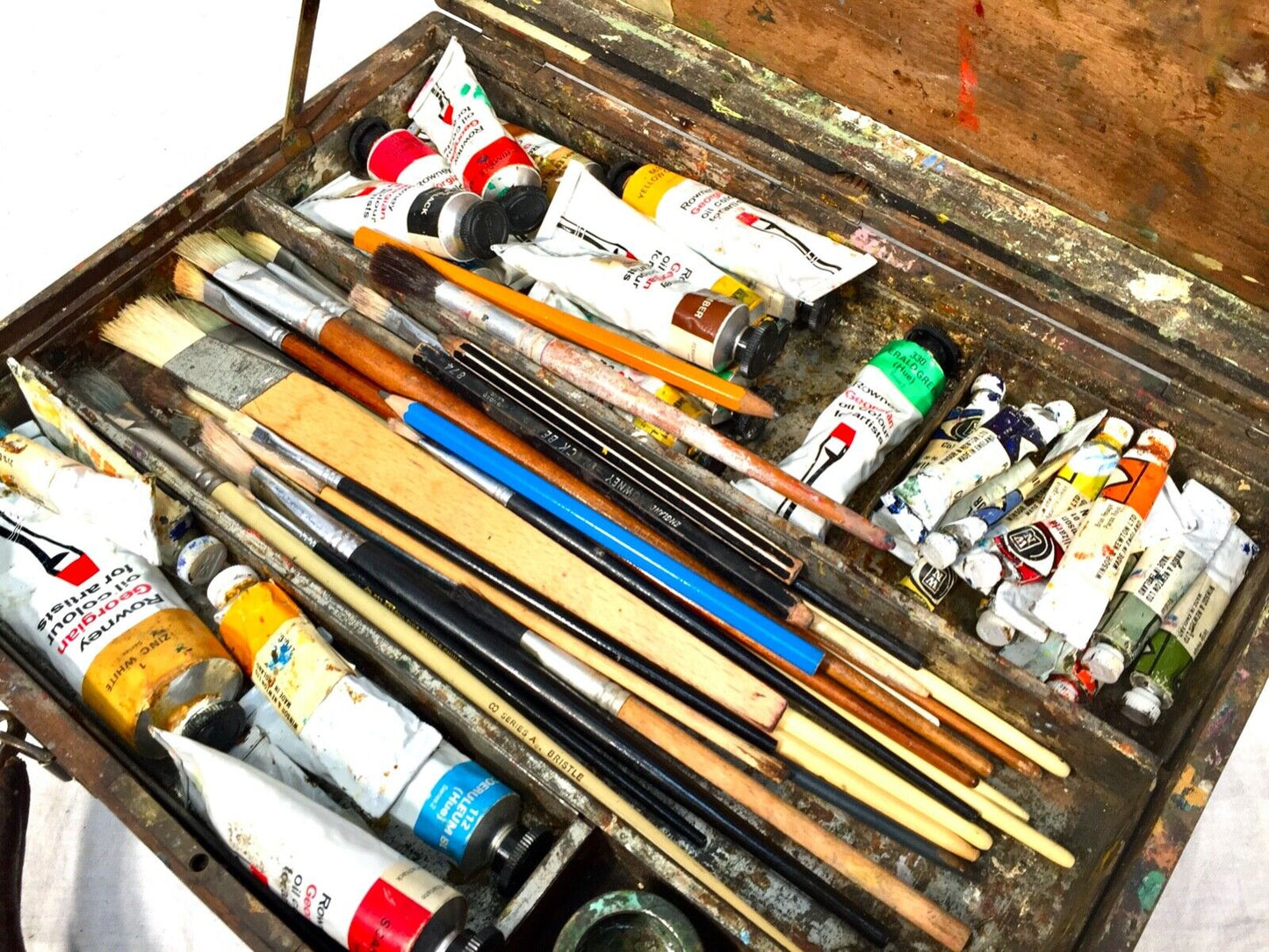 Antique French Artists Box by Bourgeois Aine Paris / Oil Paints Winsor & Newton