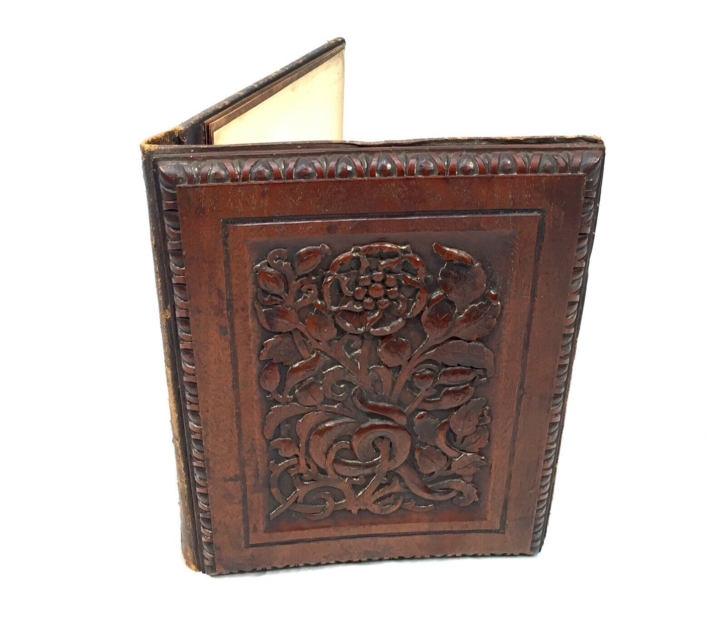 Antique Stationery - Wooden Covered Blotter / Notebook Paper Holder / Victorian