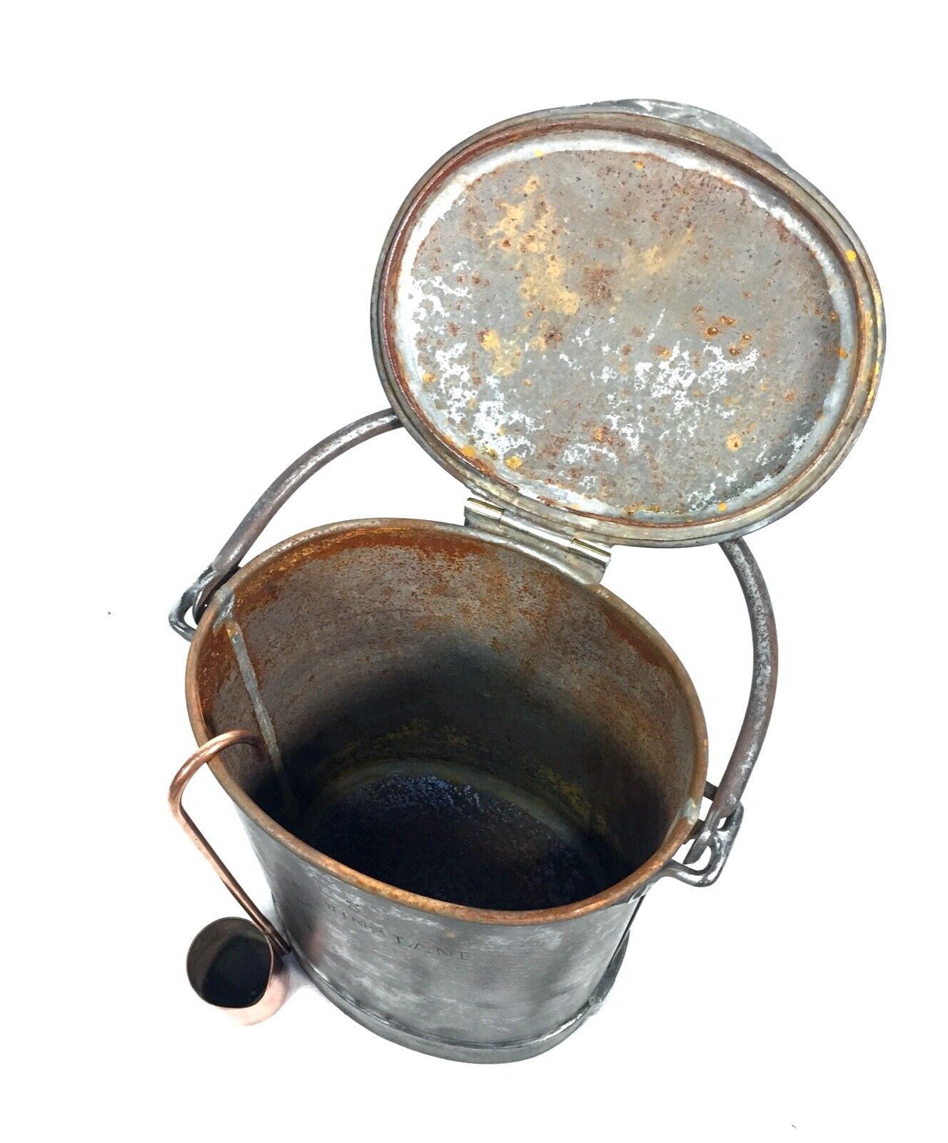 Antique Tin & Brass Cream Can with Copper Ladle / Dairy Farm / Country Kitchen