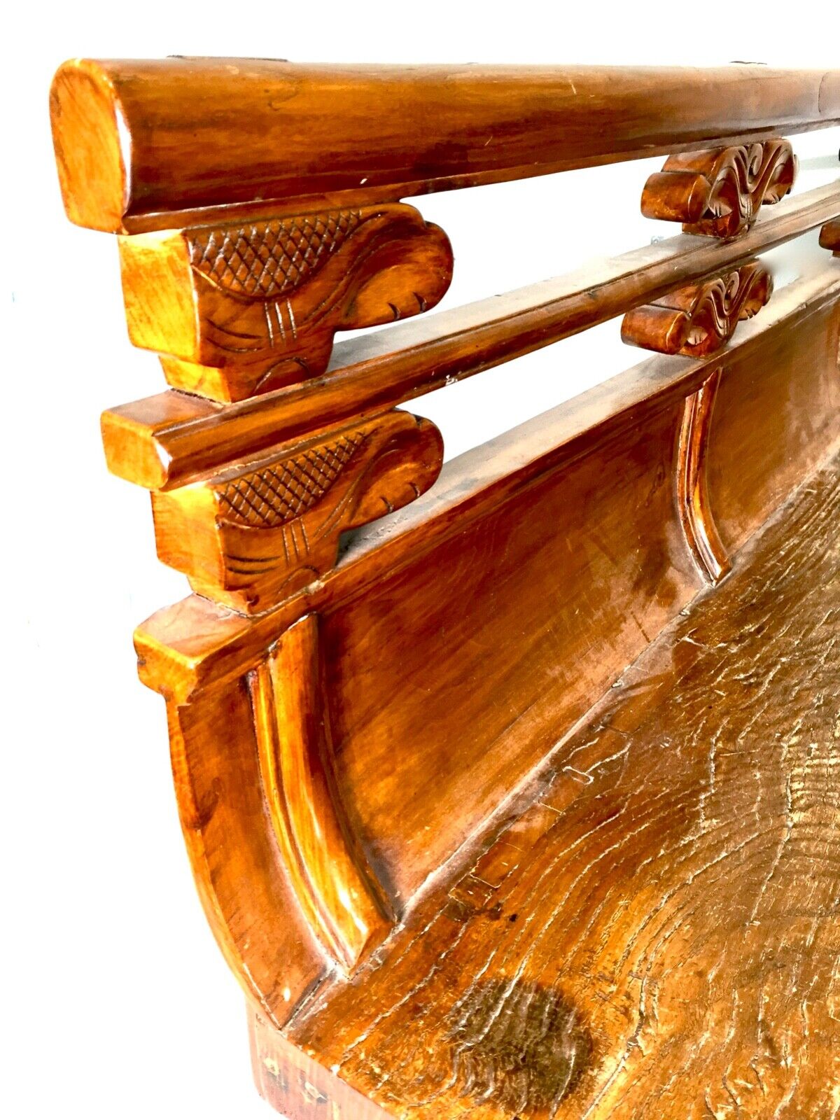 Antique Chinese Buddhist Temple / Opera Bench Elm Wood / 19th Century / c.1890