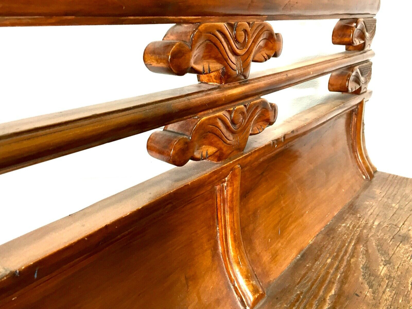 Antique Chinese Buddhist Temple / Opera Bench Elm Wood / 19th Century / c.1890