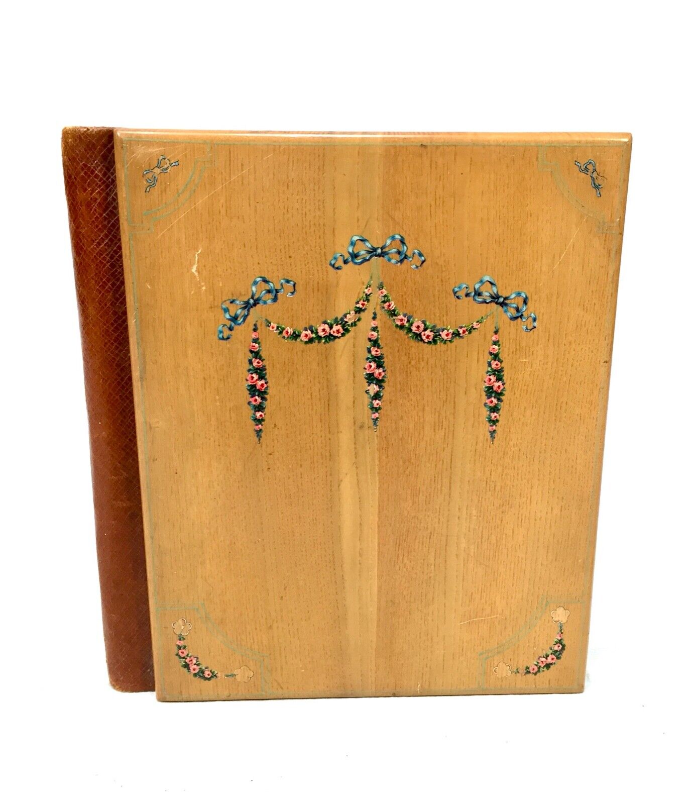 Antique Wooden & Leather Covered Blotter / Notepad Holder c.1900
