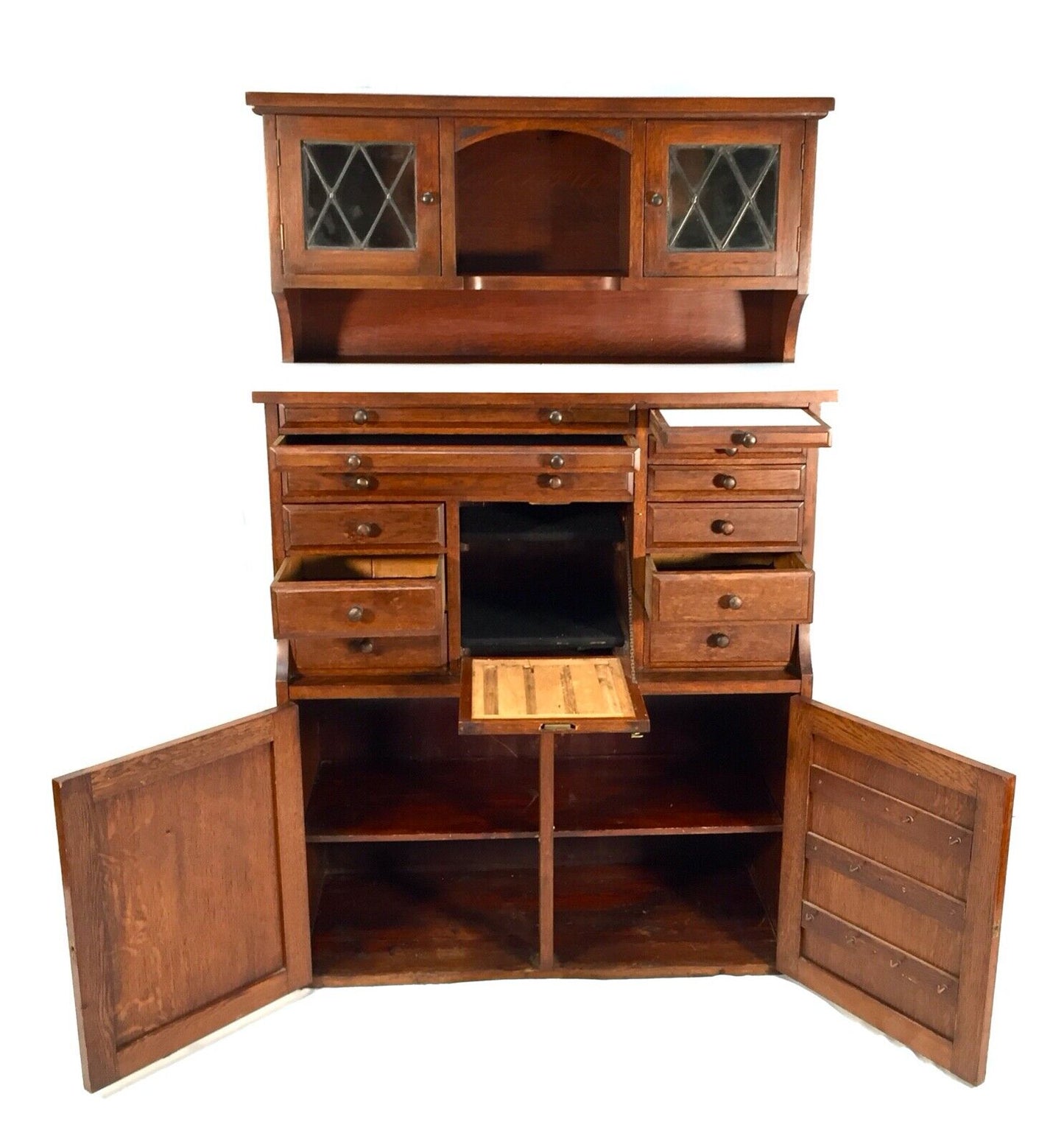 Antique Edwardian Oak Dentists Cabinet by Claudius Ash & Son London / Collectors
