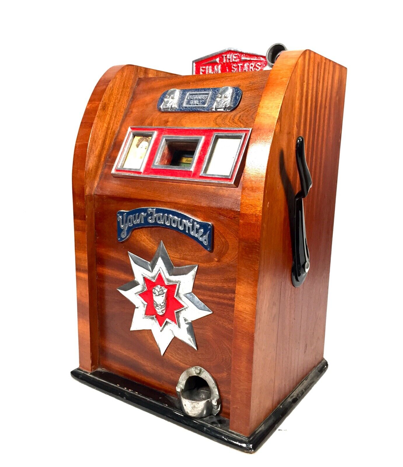 Antique One Arm Bandit Arcade Coin Operated Games Machine 'Film Stars' c.1940