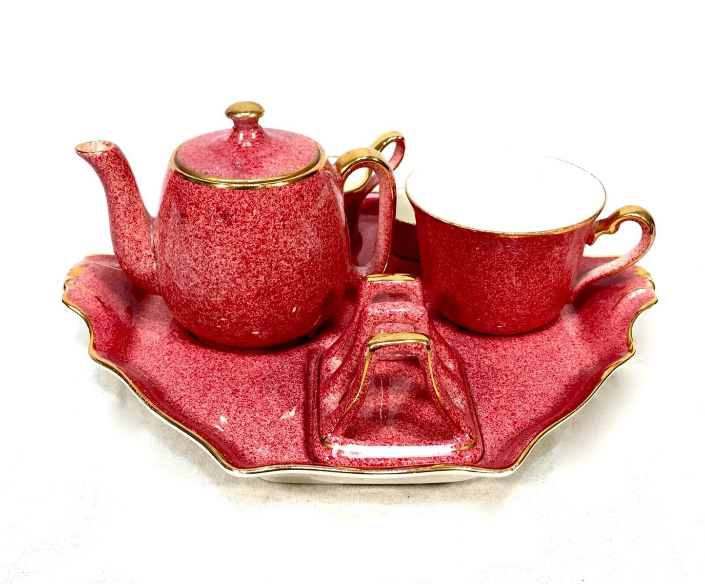Antique Royal Winton Grimwades Pink Tea Set for One / Bachelor / Art Deco 1930s