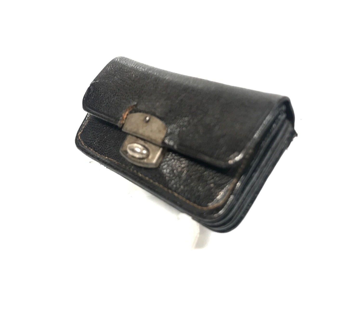 Antique Black Leather Purse / Wallet / Stamp Holder Gentleman's / Ladies