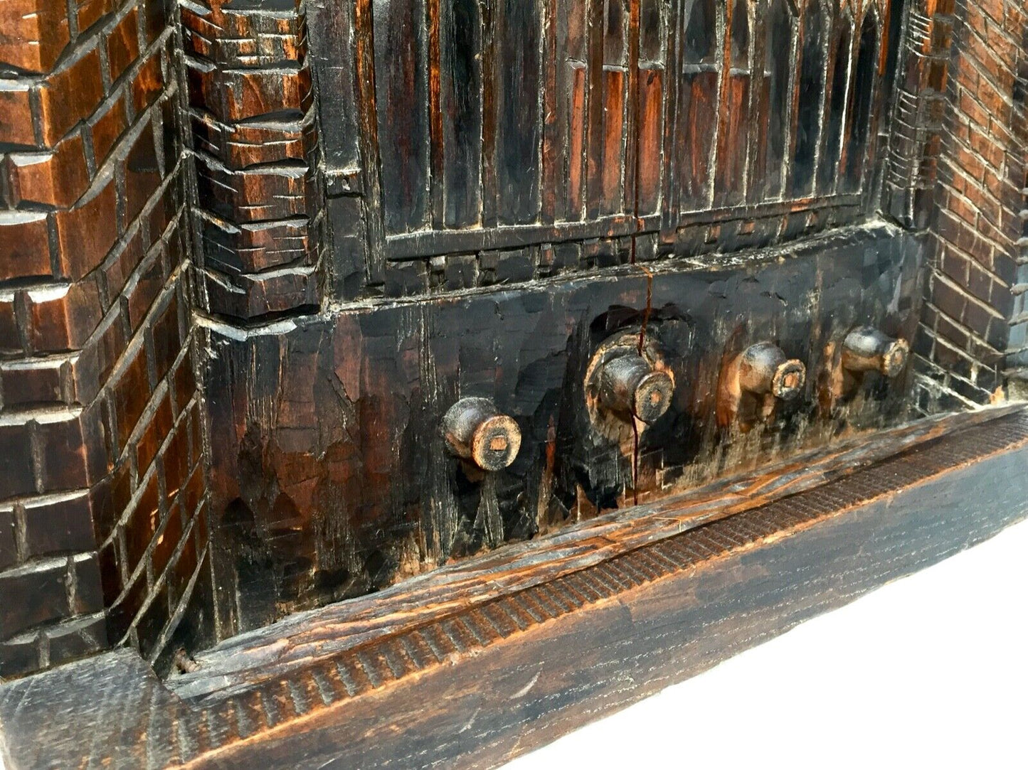 Antique Wooden Carved Fire Screen of Liskeard Pipe Well of St Martins c.1879